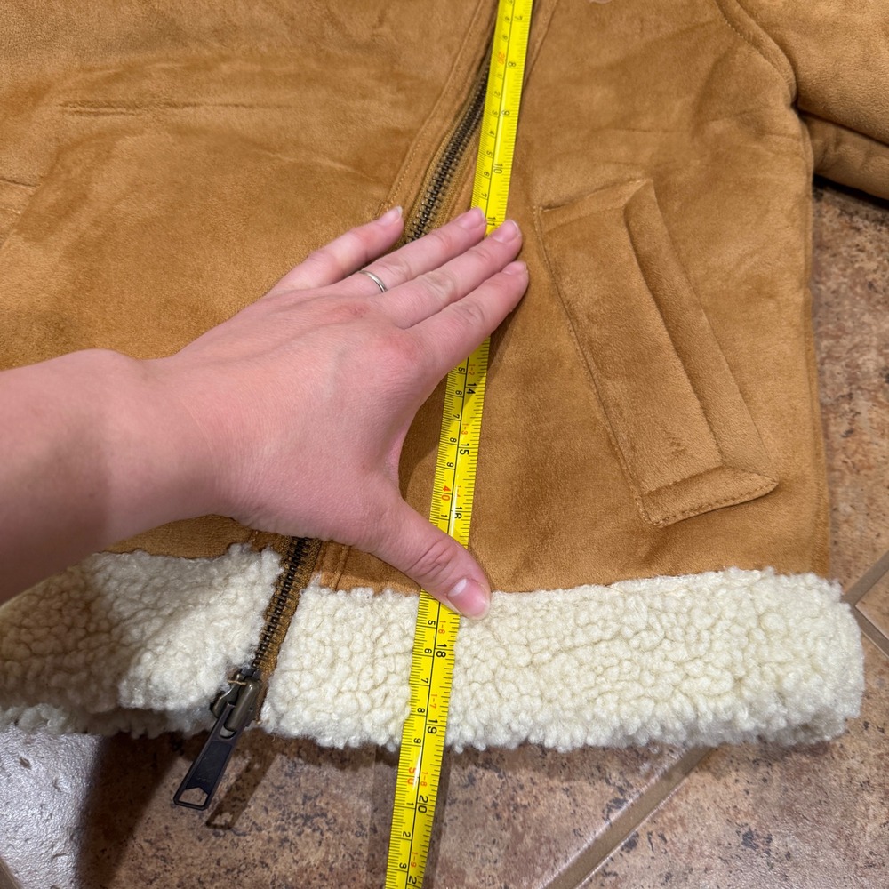 Marine Layer Faux Suede Sherpa Fleece Moto Jacket Chestnut XS NWT Casual Cozy - Picture 6 of 10